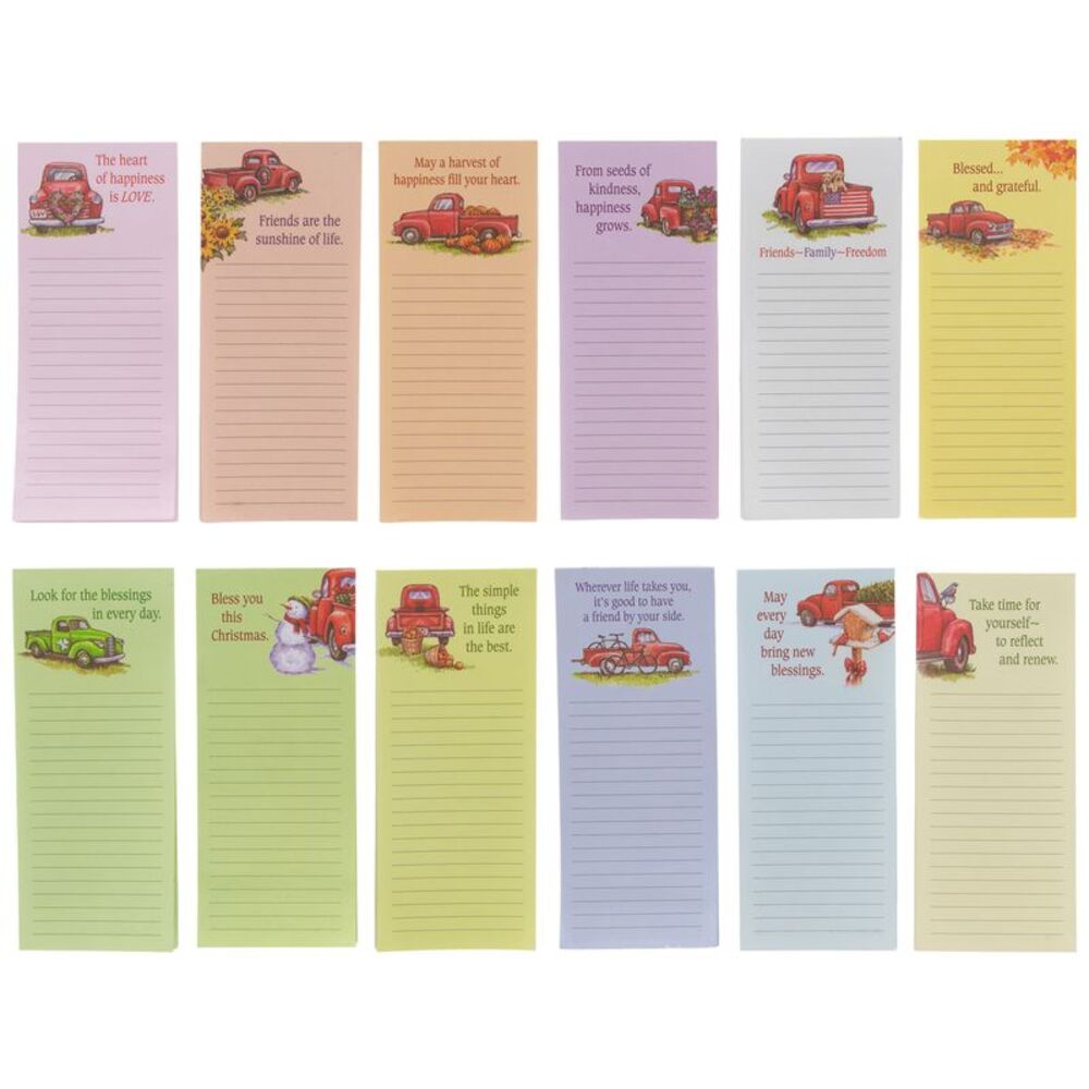 Vintage Truck Inspirational 2.5" x 6" Memo Pad with Magnetic Backing, 12 Pack
